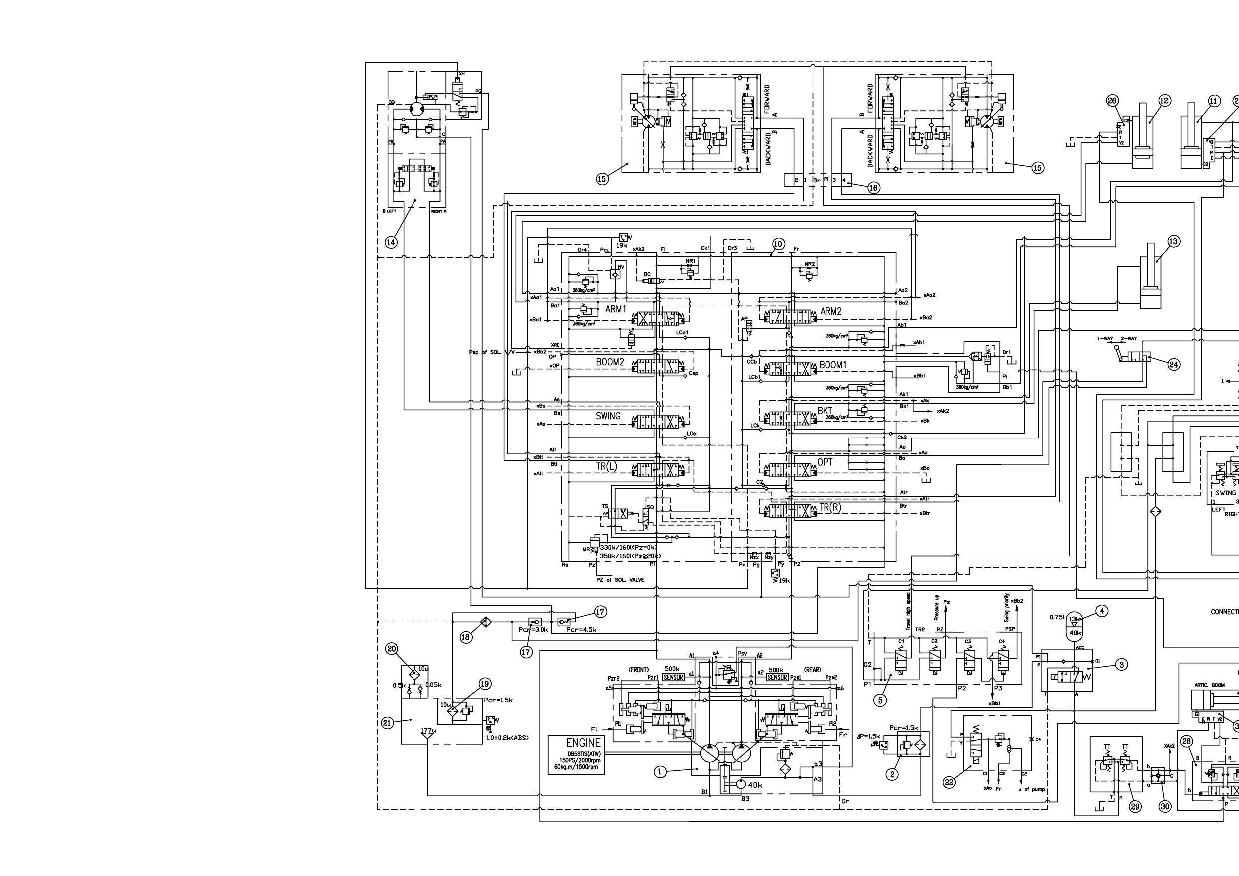 S225NLC-V Hydraulic Circuit Diagram Schematic Daewoo Doosan HYD(OR)